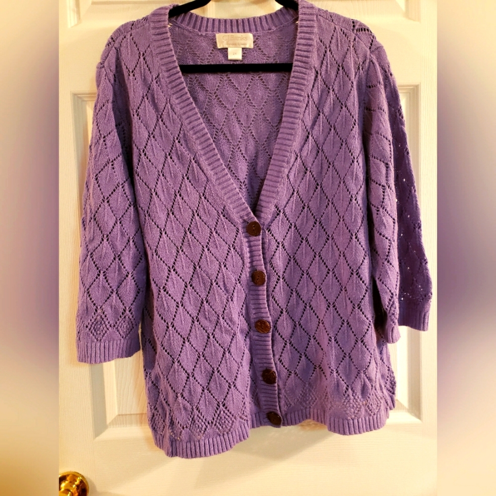 CJ Banks purple 3/4 sleeve sweater sz 2x